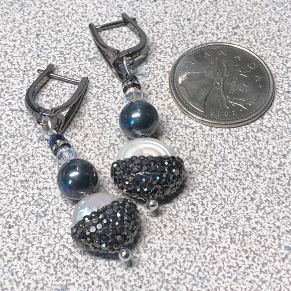 Genuine biwa pearl and marcasite earrings-classics! - Picture 4 of 12